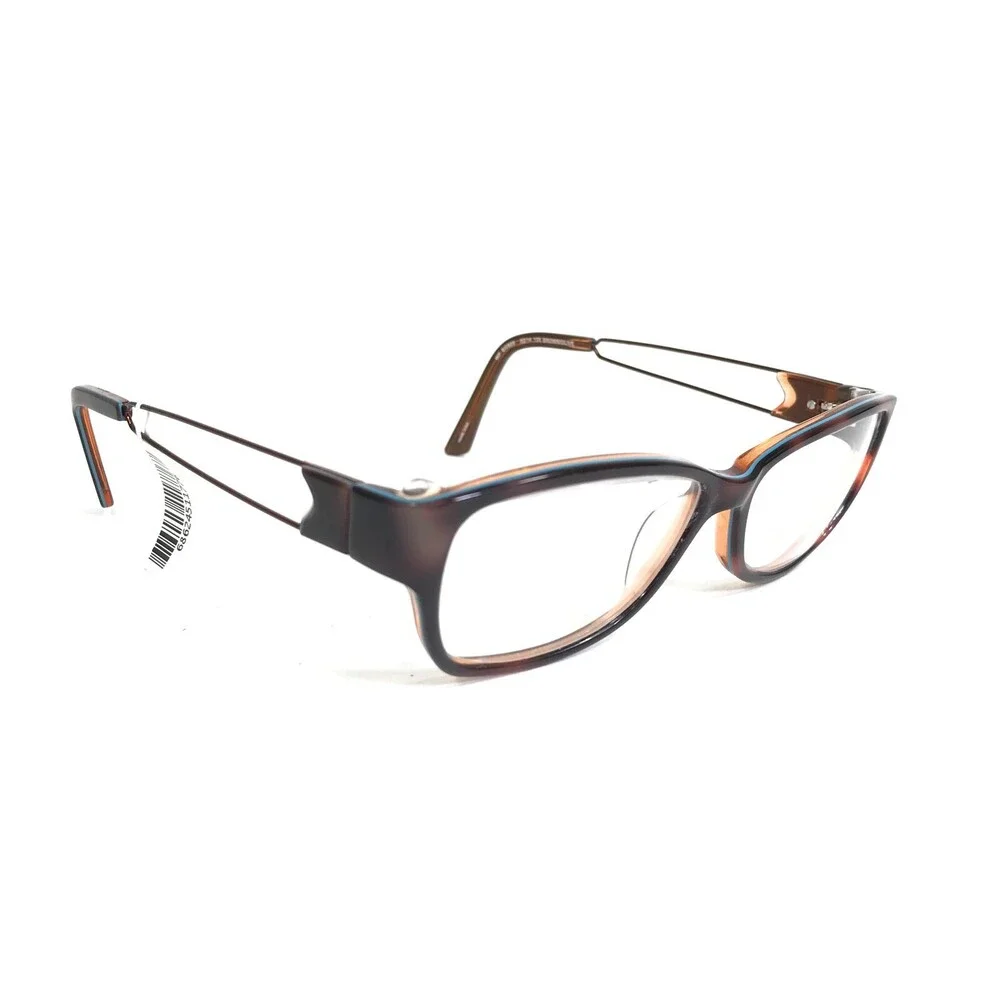 Easyclip Eyeglasses Frames WF EC925 BROWN/OLIVE Blue Frames with Clip On Lenses